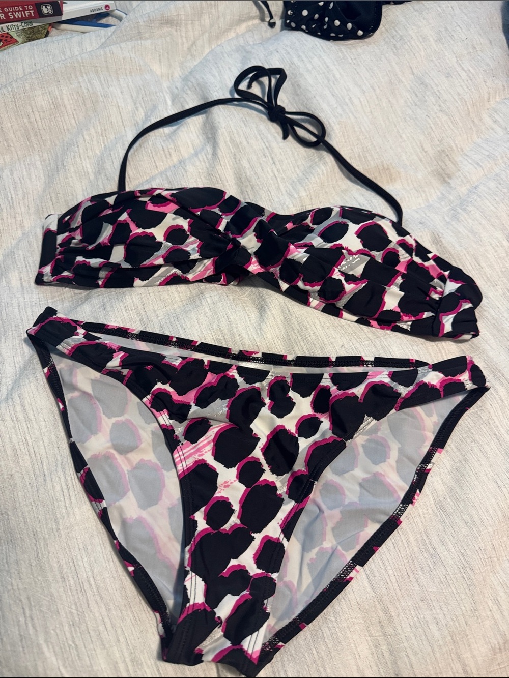 Body Glove Black & Pink Printed Bandeau Bikini Set - Women Swim